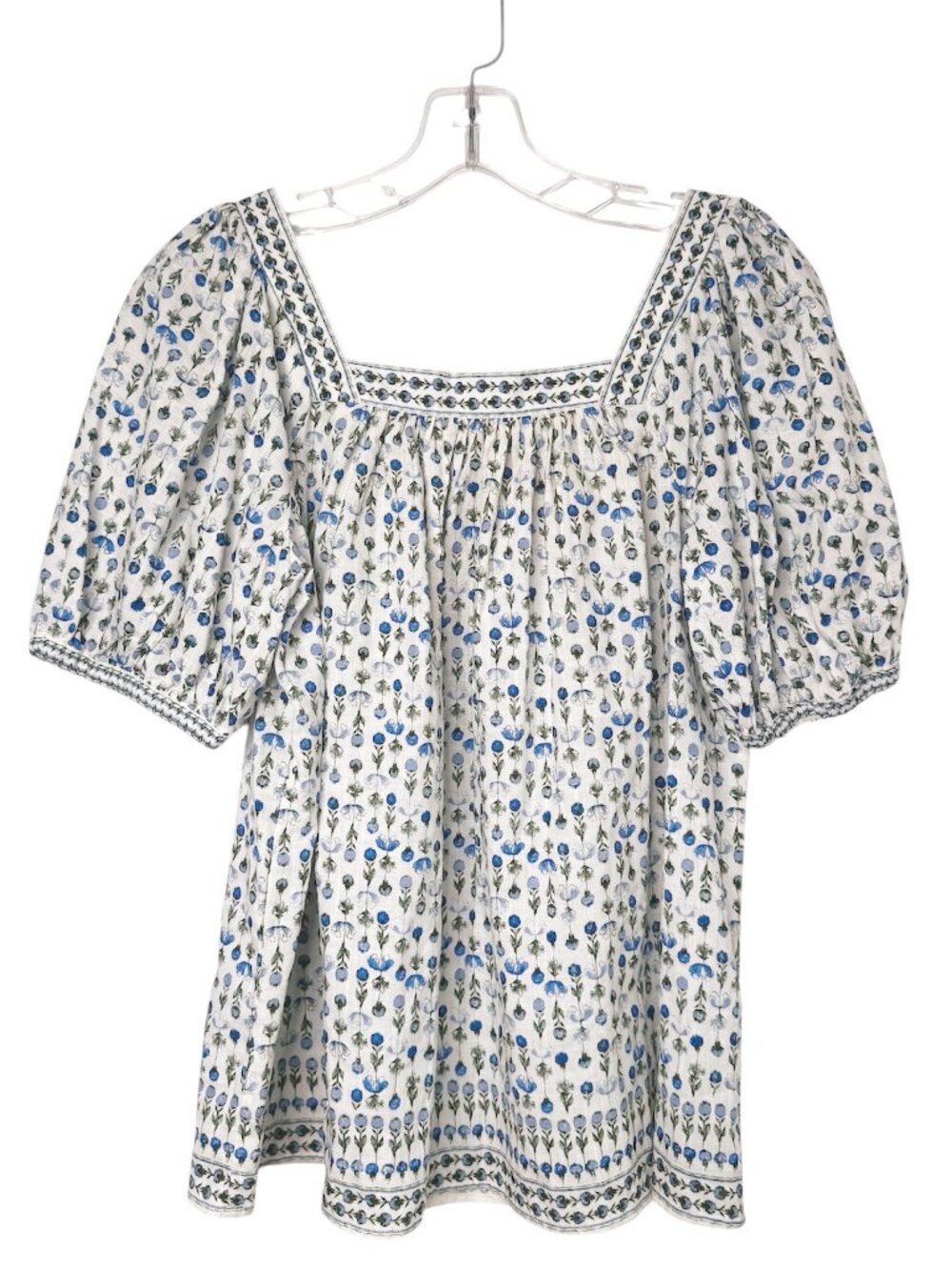 Max Studio London Square Neck Floral Peasant Blouse - Picture 2 of 4
